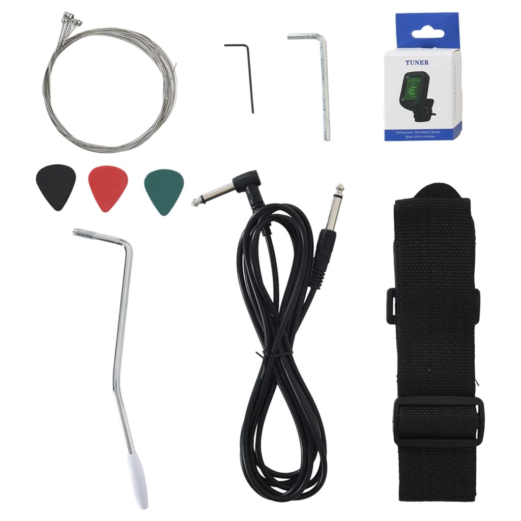 vidaXL Chitarra Elettrica Principianti Custodia Marrone Bianca 4/4 39"