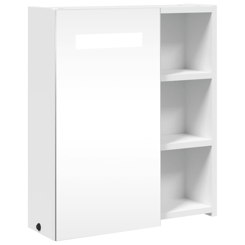 Armadietto Bagno con Specchio e LED-Mobile bagno con specchio Bianco 45x13x52 cm