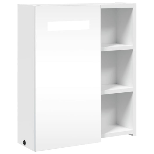 Armadietto Bagno con Specchio e LED-Mobile bagno con specchio Bianco 45x13x52 cm