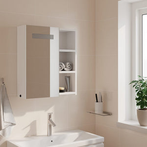 Armadietto Bagno con Specchio e LED-Mobile bagno con specchio Bianco 45x13x52 cm