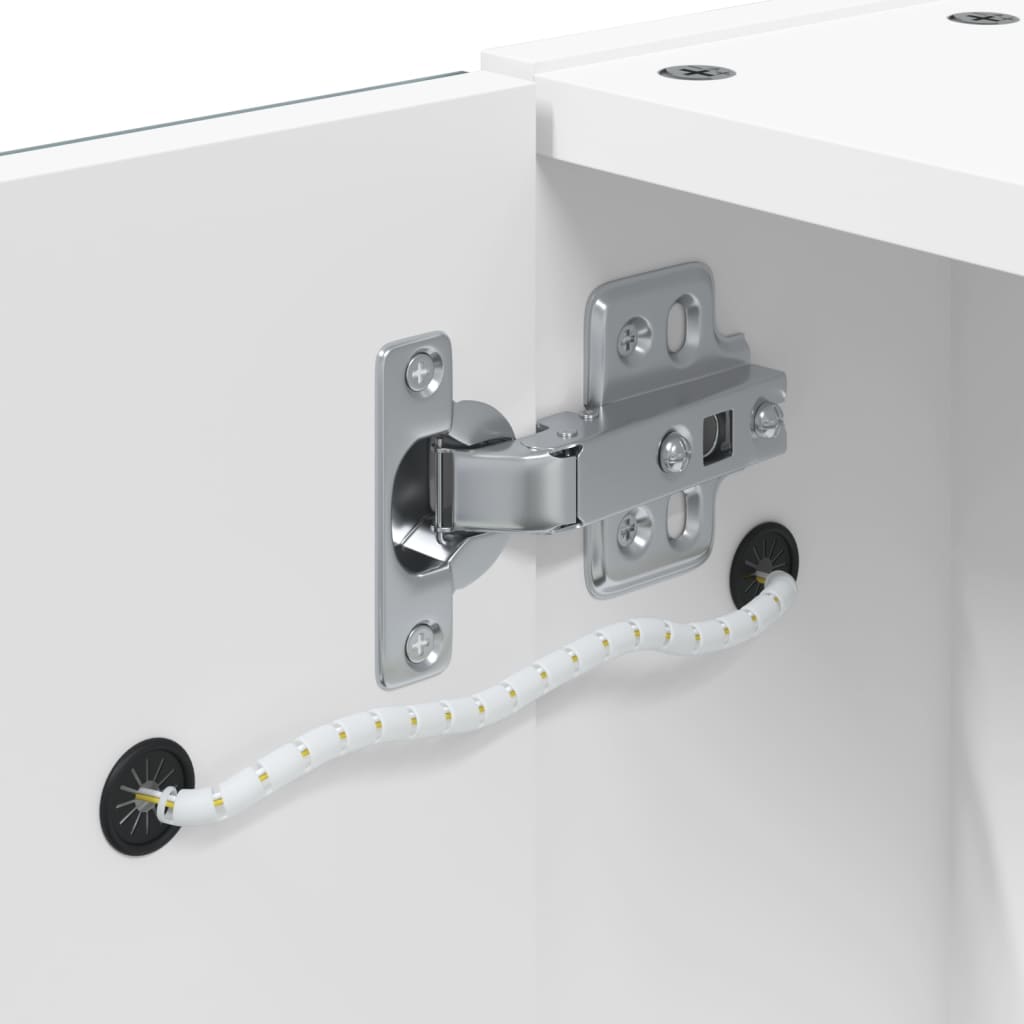 Armadietto Bagno con Specchio e LED-Mobile bagno con specchio Bianco 45x13x52 cm