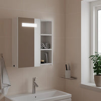 Armadietto Bagno con Specchio e LED-Mobile bagno con specchio Bianco 45x13x52 cm