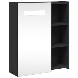 Armadietto Bagno con Specchio e LED Nero 45x13x52 cm 357967