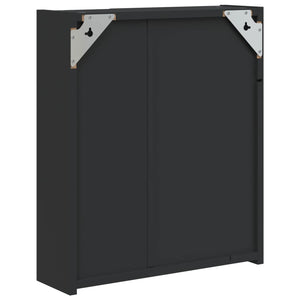 Armadietto Bagno con Specchio e LED Nero 45x13x52 cm 357967