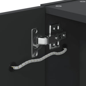 Armadietto Bagno con Specchio e LED Nero 45x13x52 cm 357967