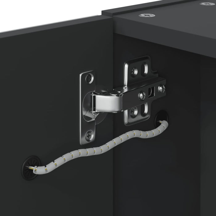 Armadietto Bagno con Specchio e LED Nero 45x13x52 cm 357967