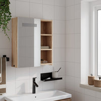 Armadietto Bagno con Specchio e LED Rovere 45x13x52 cmcod mxl 107408