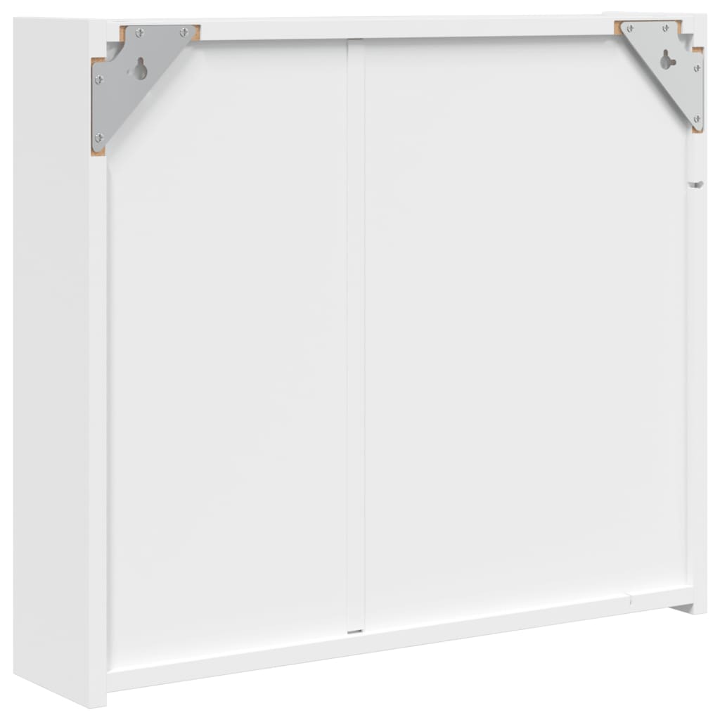 Armadietto Bagno con Specchio e LED-Mobile bagno con specchio Bianco 60x13x52 cm