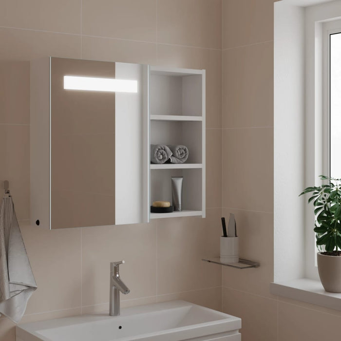 Armadietto Bagno con Specchio e LED Bianco 60x13x52 cmcod mxl 83468