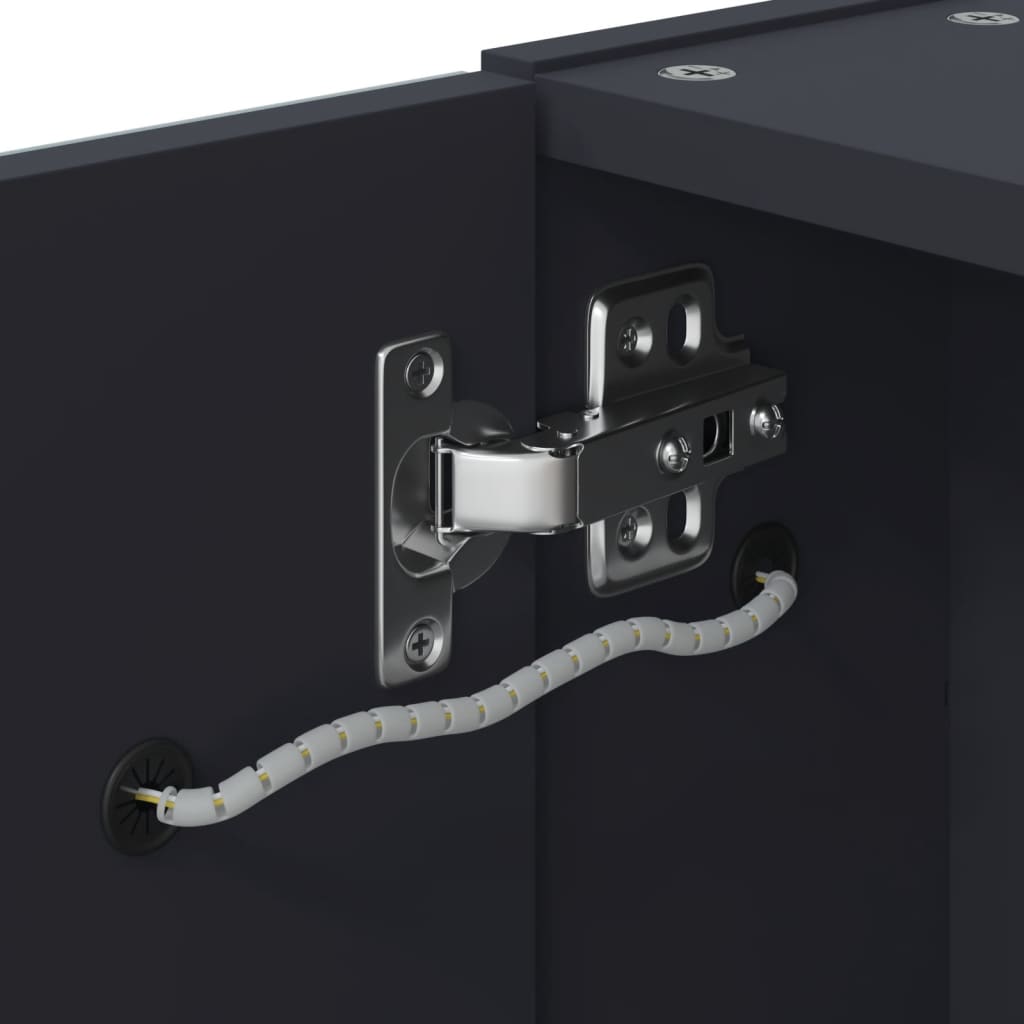 Armadietto Bagno con Specchio e LED-Mobile bagno con specchio Grigio 60x13x52 cm