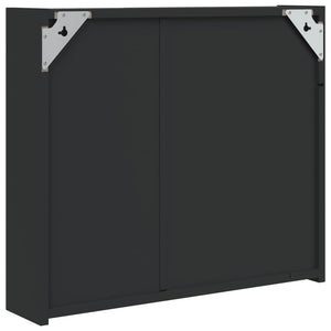 Armadietto Bagno con Specchio e LED Nero 60x13x52 cm 357971