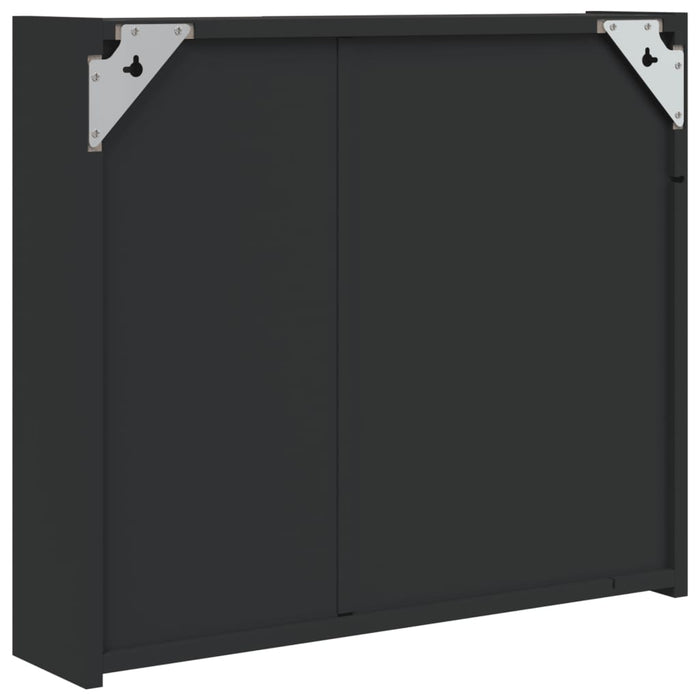 Armadietto Bagno con Specchio e LED Nero 60x13x52 cm 357971