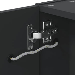 Armadietto Bagno con Specchio e LED Nero 60x13x52 cm 357971