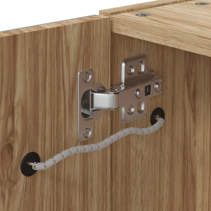 Armadietto Bagno con Specchio e LED-Mobile bagno con specchio Rovere 60x13x52 cm