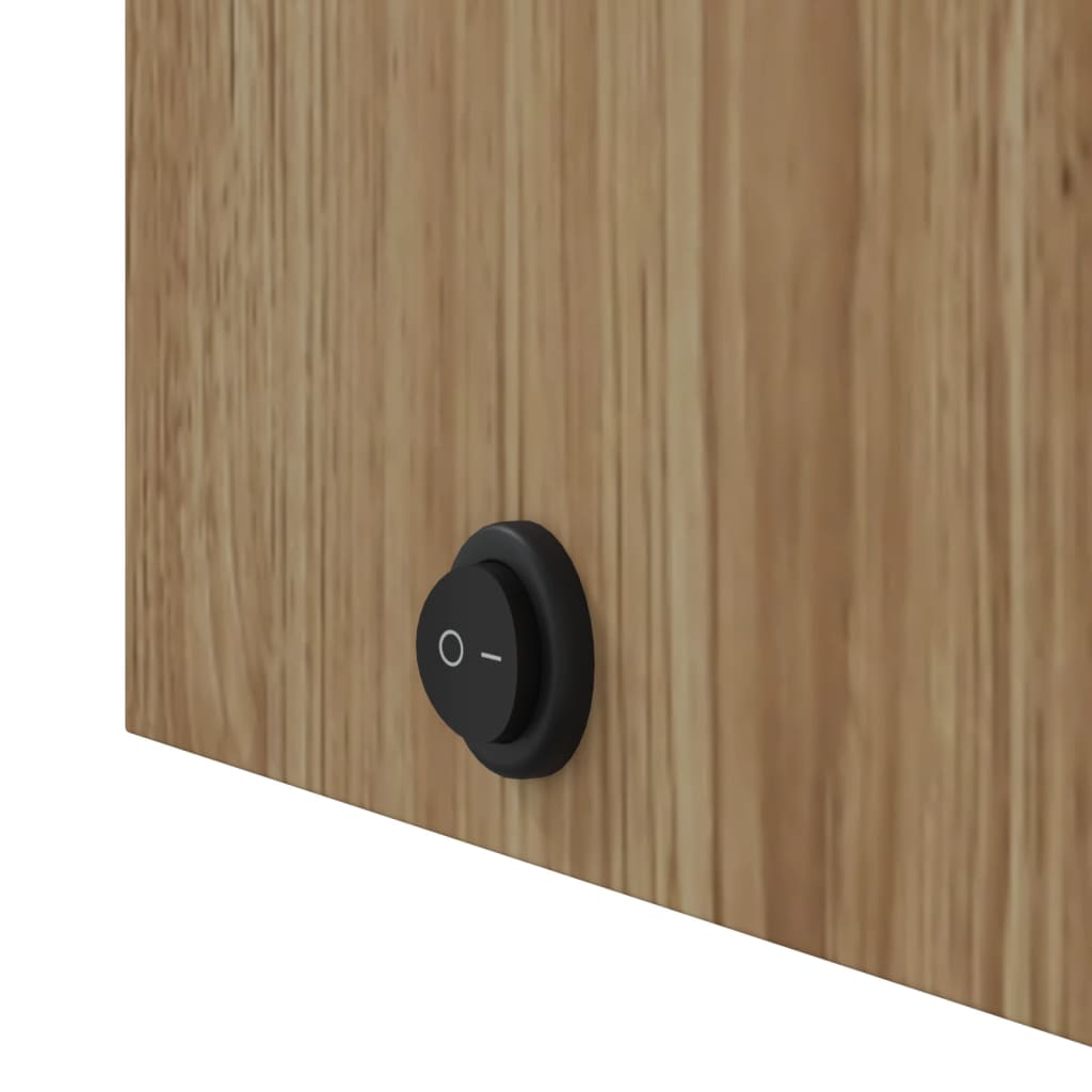 Armadietto Bagno con Specchio e LED Rovere 60x13x52 cm 357972