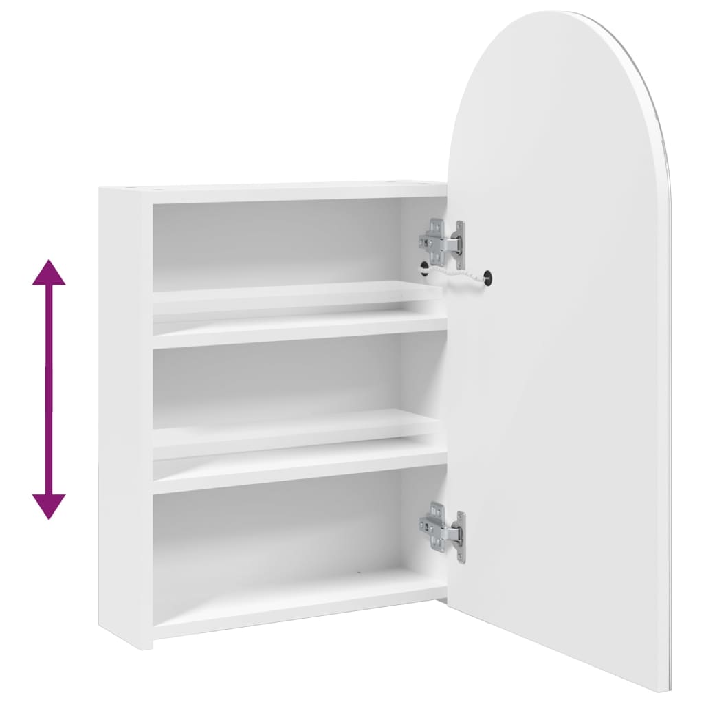 Armadietto Bagno con Specchio e LED ad Arco Bianco 42x13x70 cm 357973