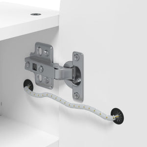 Armadietto Bagno con Specchio e LED ad Arco Bianco 42x13x70 cm 357973