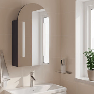 Armadietto Bagno con Specchio e LED ad Arco Grigio 42x13x70 cm 357974