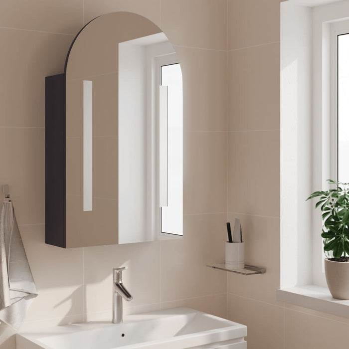 Armadietto Bagno con Specchio e LED ad Arco Grigio 42x13x70 cm 357974