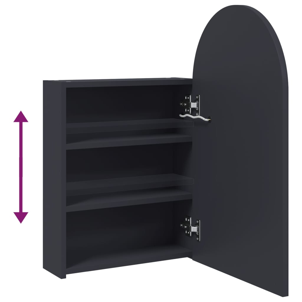 Armadietto Bagno con Specchio e LED ad Arco Grigio 42x13x70 cm 357974