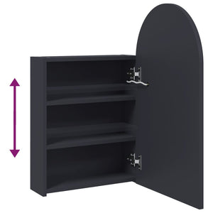 Armadietto Bagno con Specchio e LED ad Arco Grigio 42x13x70 cm 357974