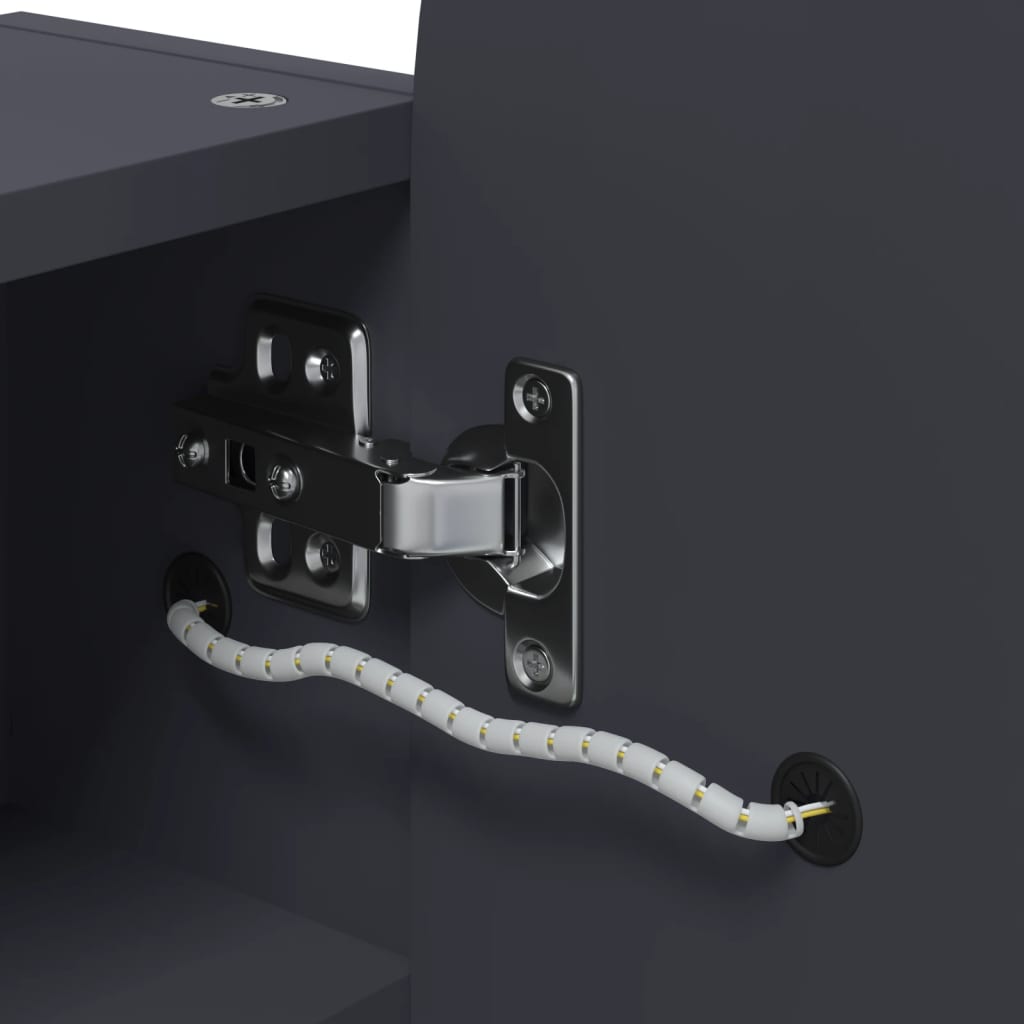 Armadietto Bagno con Specchio e LED ad Arco Grigio 42x13x70 cm 357974