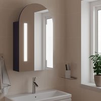 Armadietto Bagno con Specchio e LED ad Arco Grigio 42x13x70 cm 357974