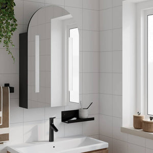 Armadietto Bagno con Specchio e LED ad Arco Nero 42x13x70 cmcod mxl 107409