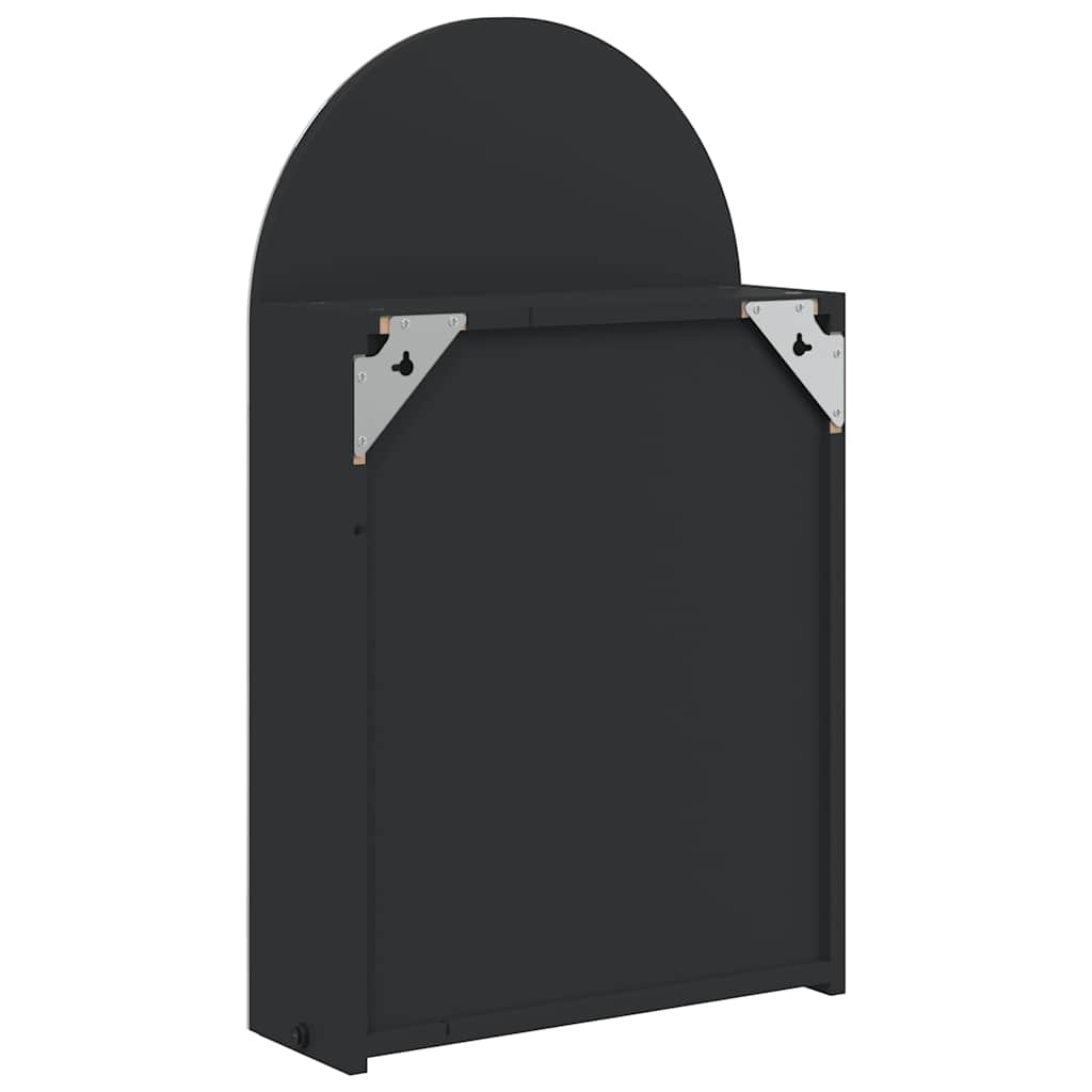 Armadietto Bagno con Specchio e LED ad Arco Nero 42x13x70 cm 357975