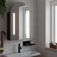 Armadietto Bagno con Specchio e LED ad Arco Nero 42x13x70 cmcod mxl 107409