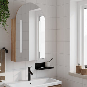 Armadietto Bagno con Specchio e LED ad Arco Rovere 42x13x70 cm 357976