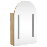 Armadietto Bagno con Specchio e LED ad Arco Rovere 42x13x70 cm 357976