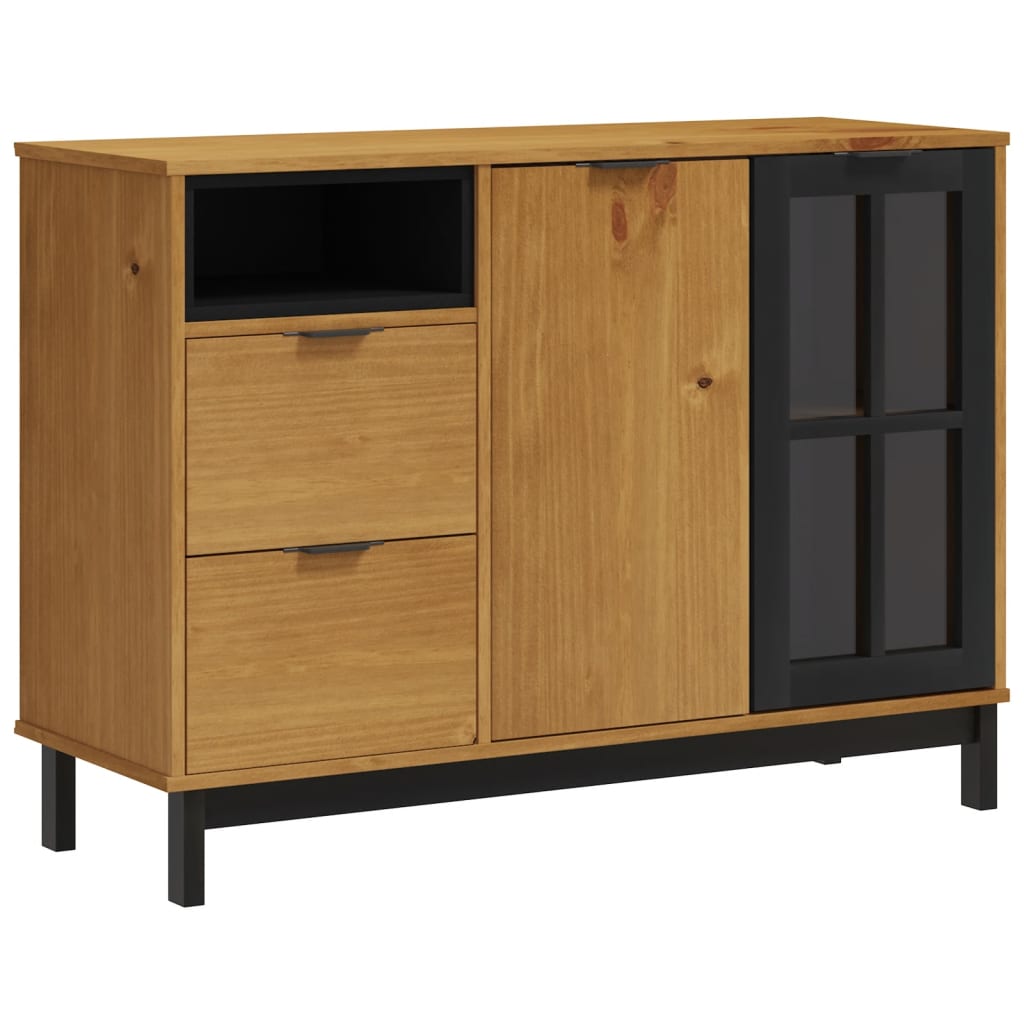Credenza FLAM 110x40x80 cm Anta in Vetro Massello di Pino 357828