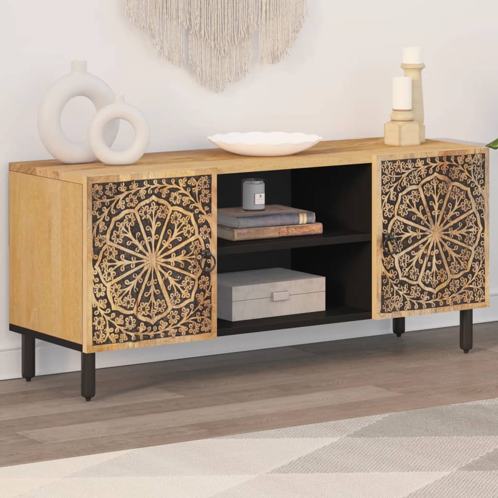 Mobile Porta TV-Mobile per TV-Credenza TV 105x33x46cm in Legno Massello di Mango 859799