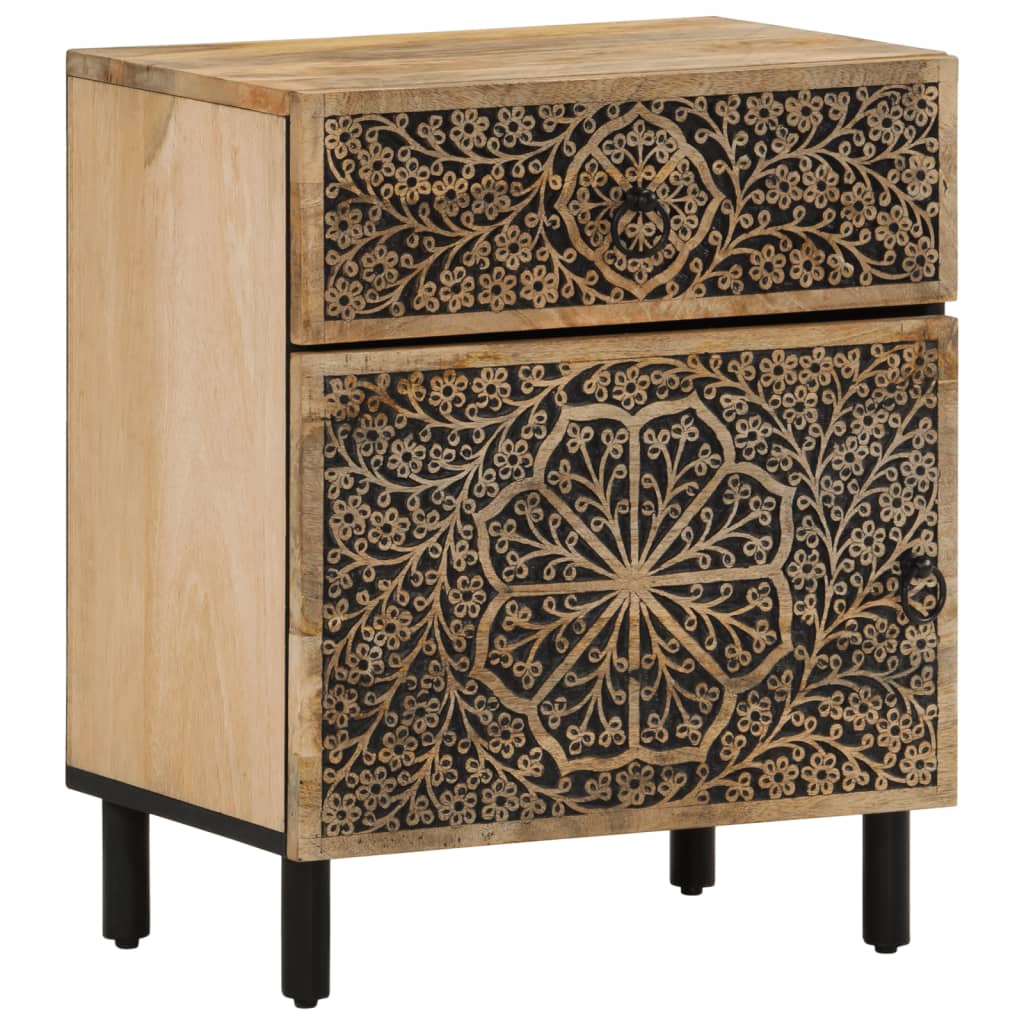 Comodino-Tavolino da notte 50x33x60 cm in Legno Massello di Mango 742312