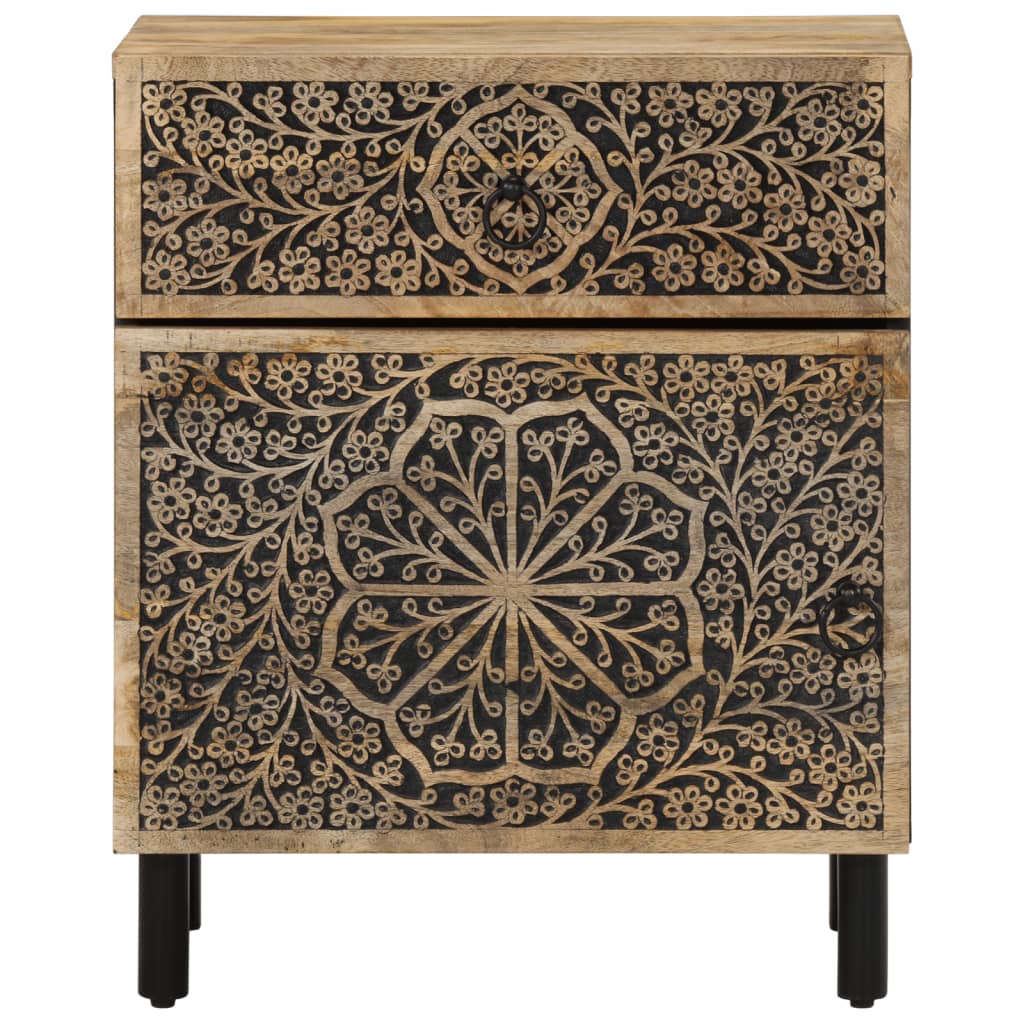 Comodino-Tavolino da notte 50x33x60 cm in Legno Massello di Mango 742312