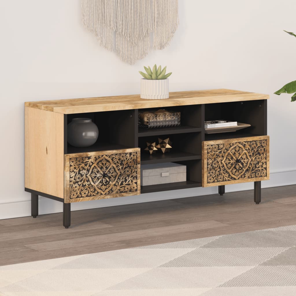 Mobile Porta TV-Mobile per TV-Credenza TV 100x33x46 cm in Legno Massello di Mango 939495