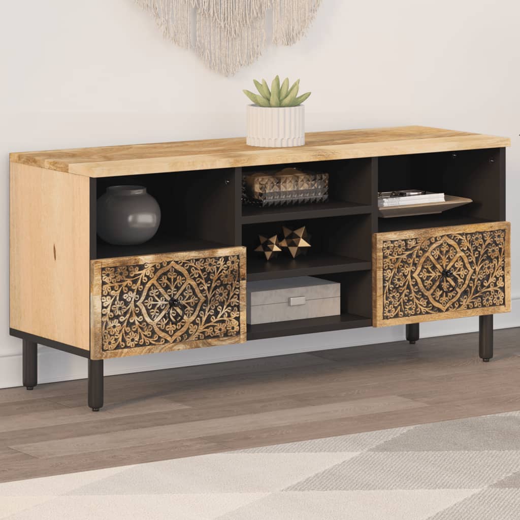 Mobile Porta TV-Mobile per TV-Credenza TV 100x33x46 cm in Legno Massello di Mango 939495