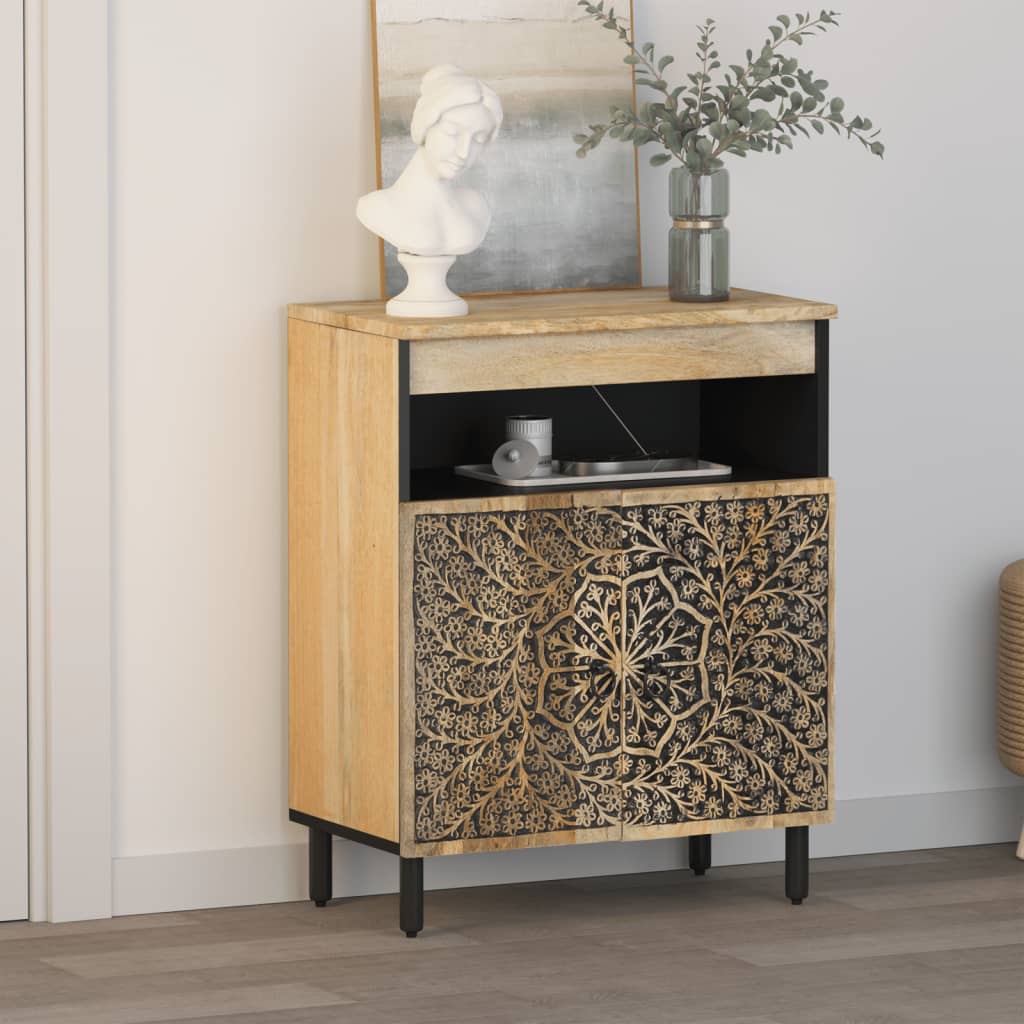 Credenza-Buffet-Armadio da cucina 60x33x75 cm in Legno Massello di Mango 254431