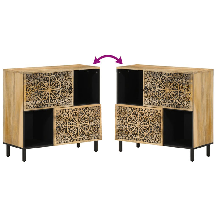 Credenza-Buffet-Armadio da cucina 80x33x75 cm in Legno Massello di Mango 810554