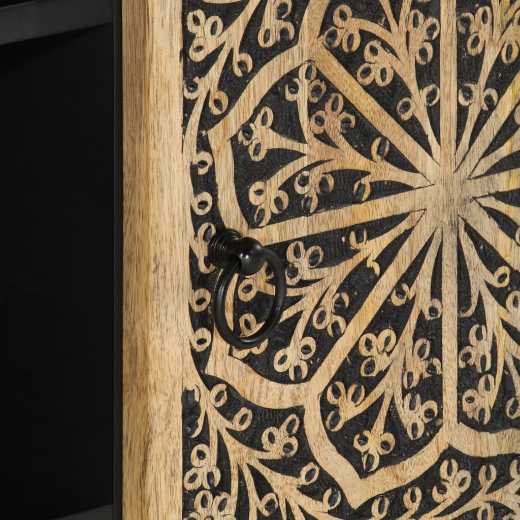 Credenza-Buffet-Armadio da cucina 90x33x75 cm in Legno Massello di Mango 587802