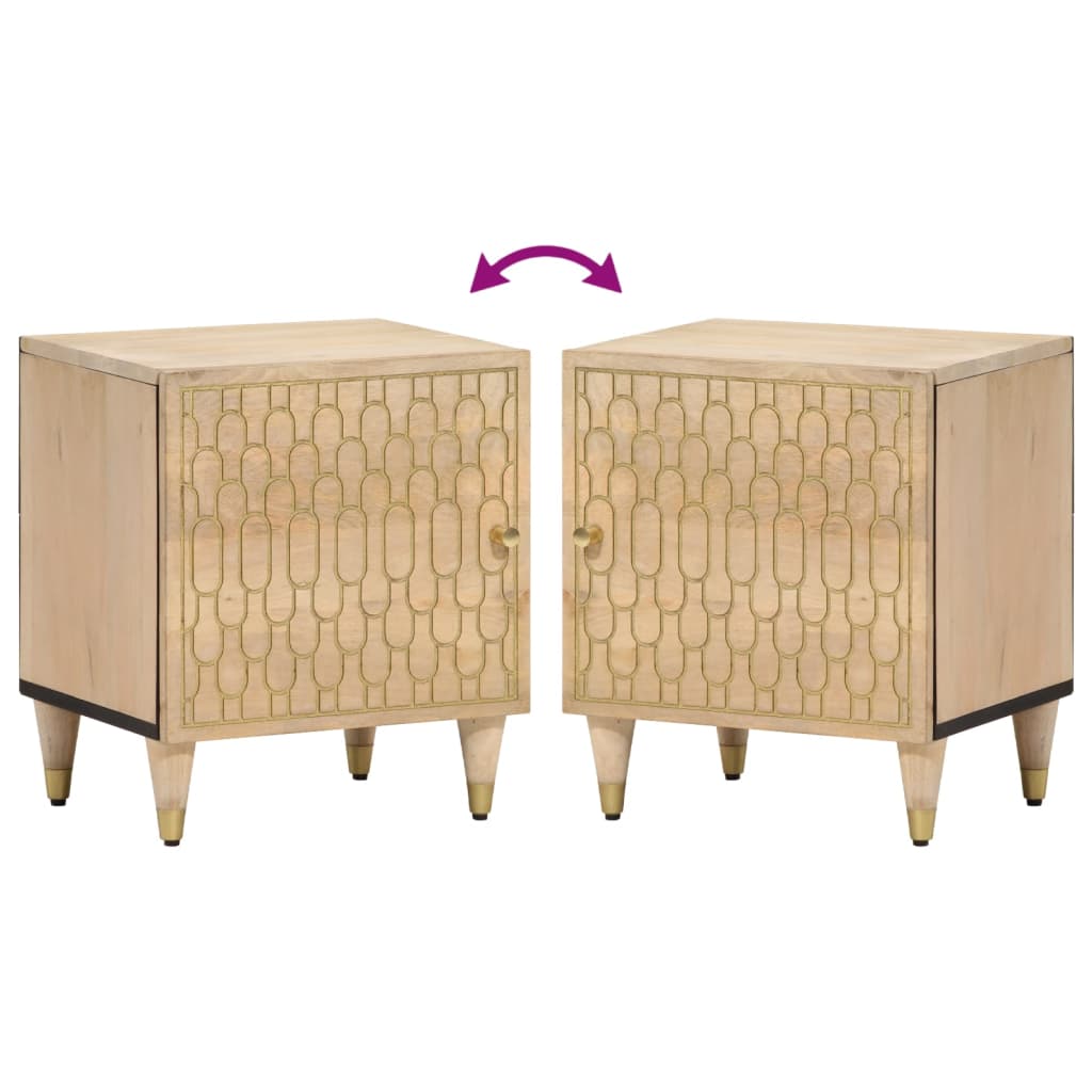 Comodini 2pz 40x33x46 cm in Legno Massello di Mango 358245