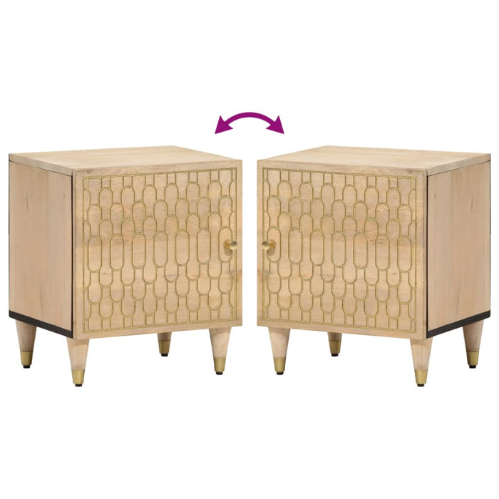 Comodini 2pz 40x33x46 cm in Legno Massello di Mango 358245