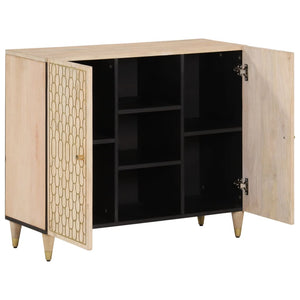 Credenza-Buffet-Armadio da cucina 90x33x75 cm in Legno Massello di Mango 594588