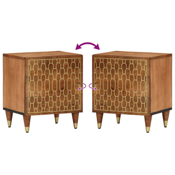 Comodini 2pz 40x33x46 cm in Legno Massello di Mango 358281