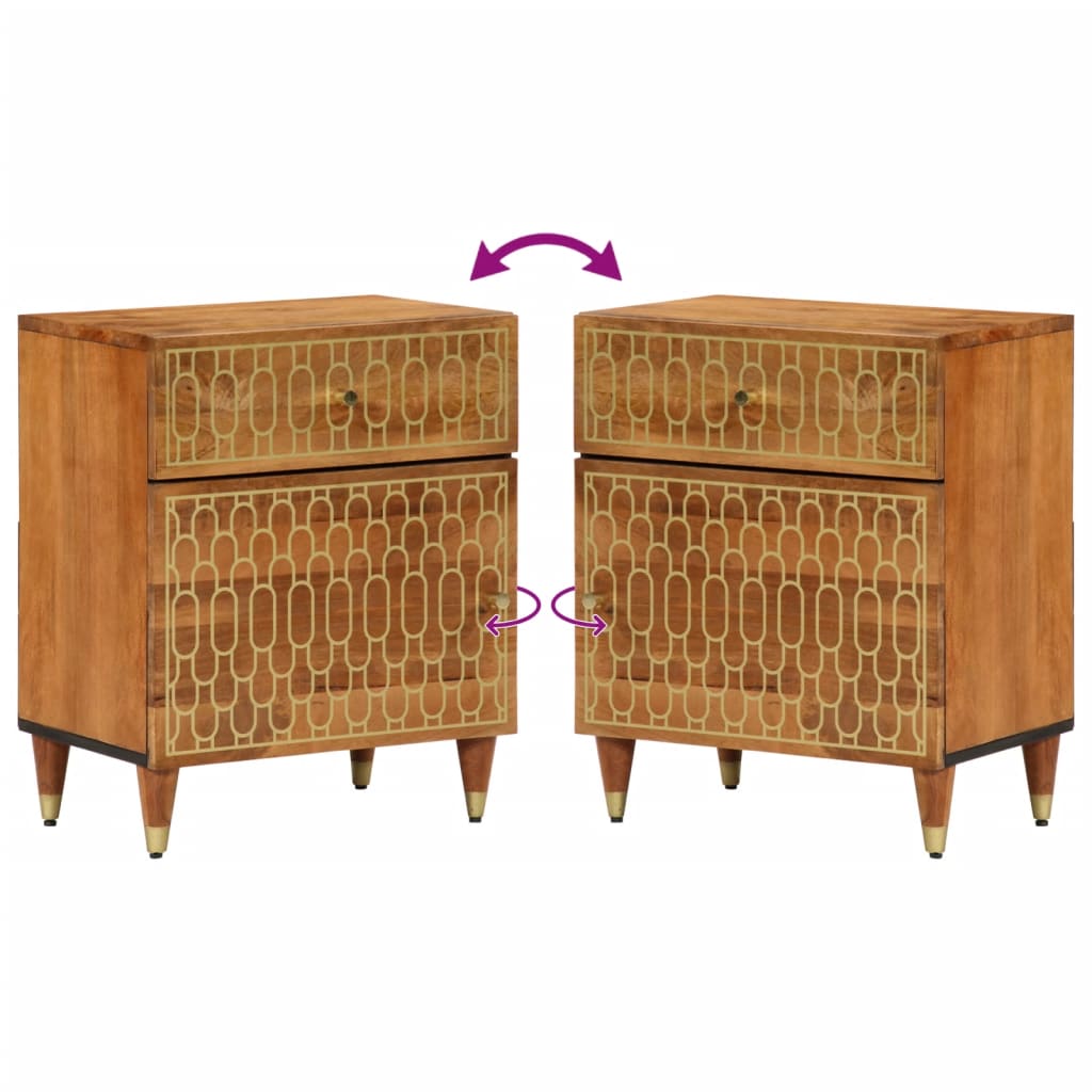 Comodino 50x33x60 cm in Legno Massello di Mango 358292