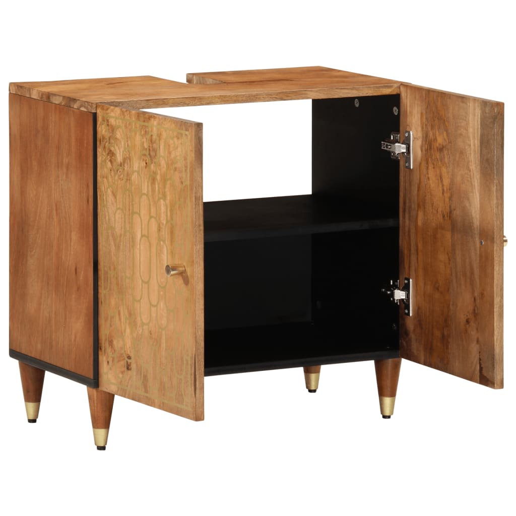 Mobile Lavabo da Bagno-Armadietto da bagno 62x33x58cm in Legno Massello di Mango 887733