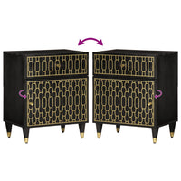 Comodino 50x33x60 cm in Legno Massello di Mango 358328