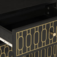 Comodino-Tavolino da notte 50x33x60 cm in Legno Massello di Mango 364860