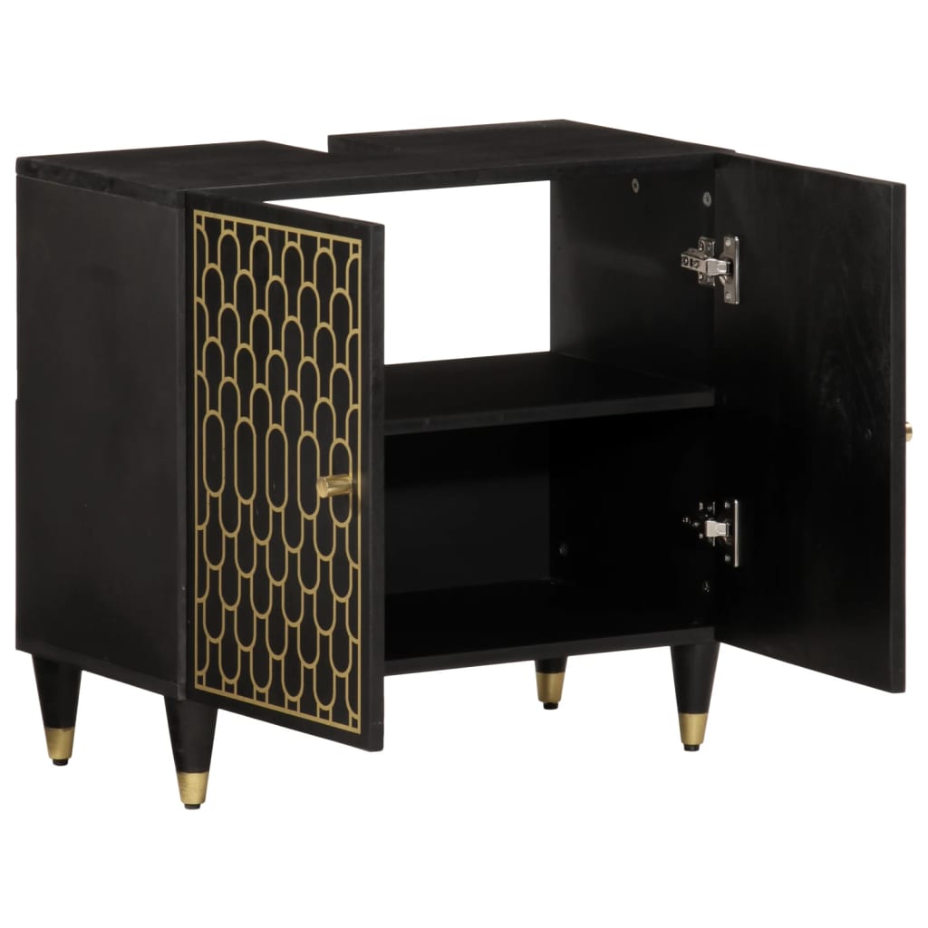 Mobile Lavabo da Bagno-Armadietto da bagno 62x33x58cm in Legno Massello di Mango 574789